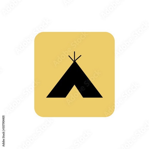 Vector icon of a tent, a hut for rest near the sea
