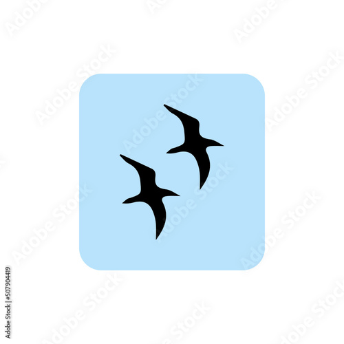 Vector icon of two identical birds on a blue isolated background