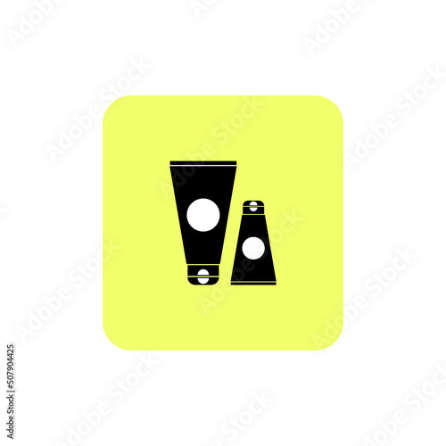 Vector icon sunscreen for sun protection on a yellow isolated background