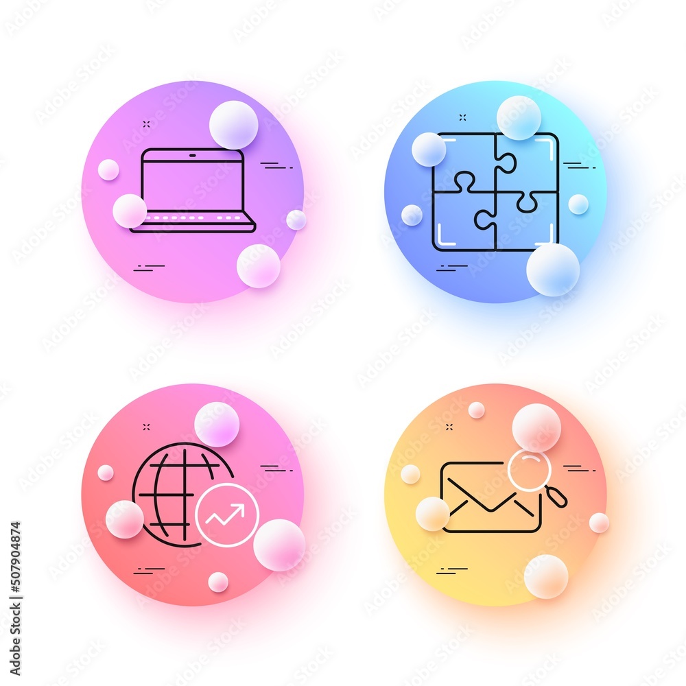 World statistics, Search mail and Puzzle minimal line icons. 3d spheres or balls buttons. Notebook icons. For web, application, printing. Global report, Find letter, Engineering strategy. Vector World statistics, Search mail and Puzzle minimal line icons. 3d spheres or balls buttons. Notebook icons. For web, application, printing. Global report, Find letter, Engineering strategy. Vector