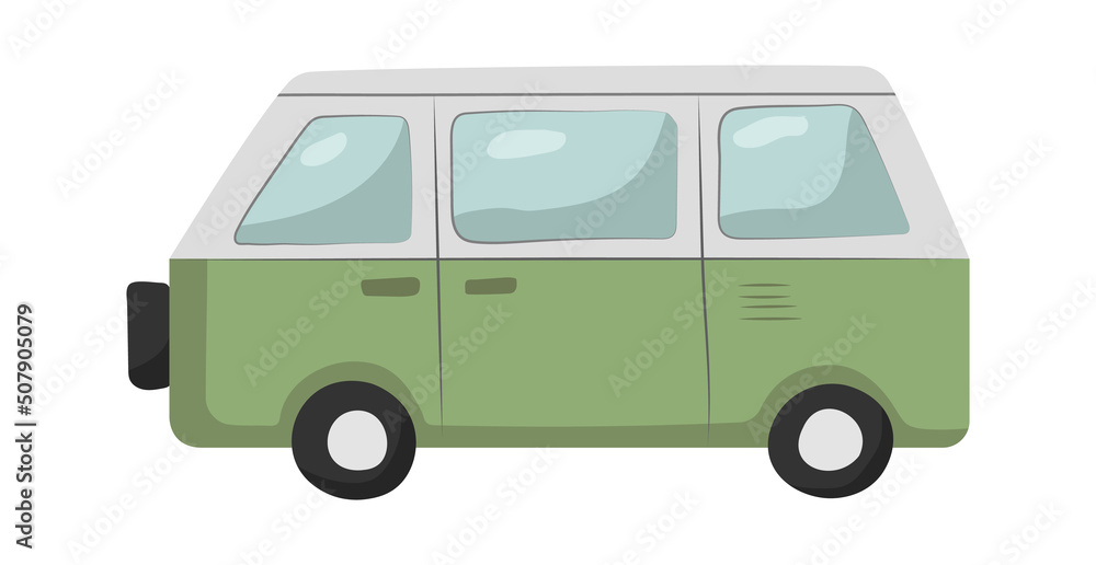 Retro minibus Van. Vector illustration