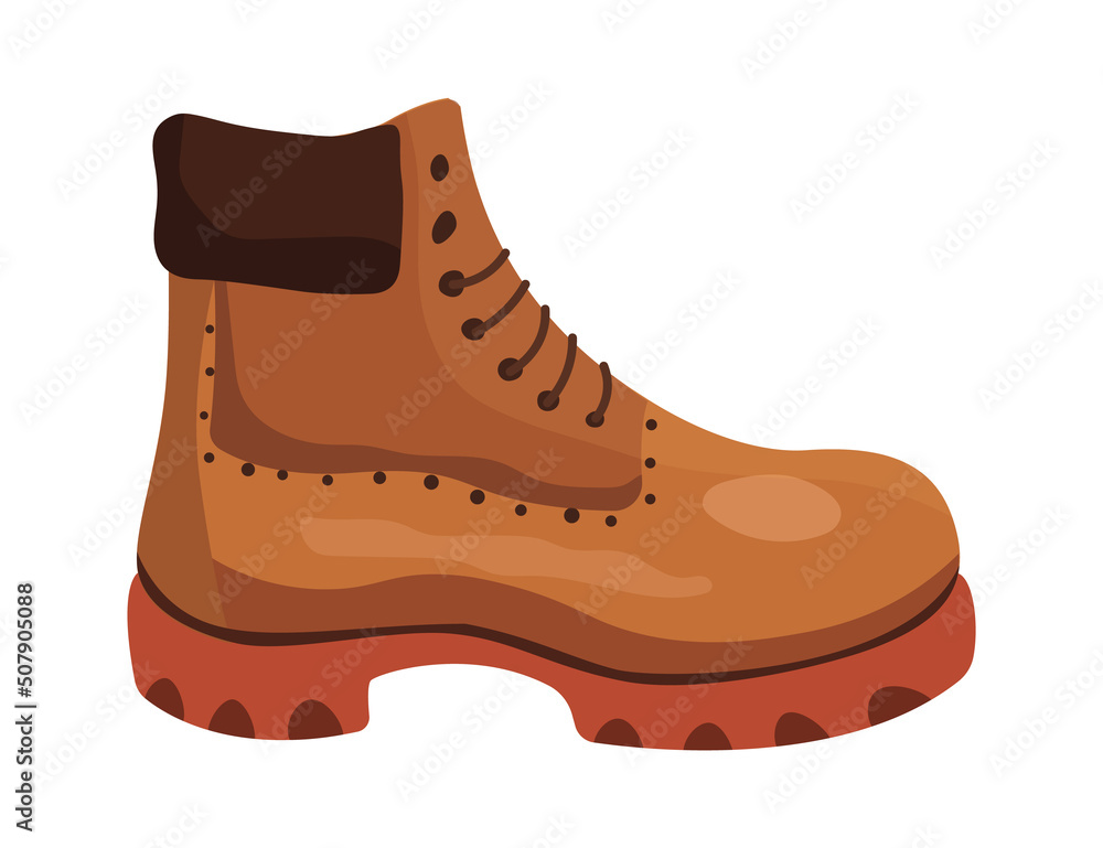 Hiking boot Camping Equipment. Vector illustration Hiking boot Camping Equipment. Vector illustration