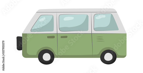 Retro minibus Van. Vector illustration