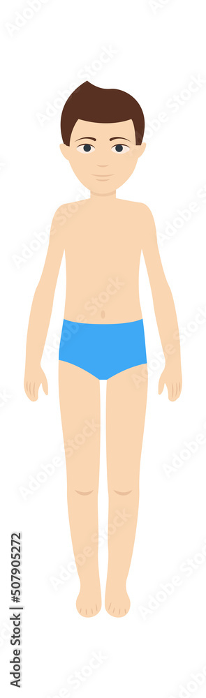 Boy in swimming trunks. Vector illustration Boy in swimming trunks. Vector illustration
