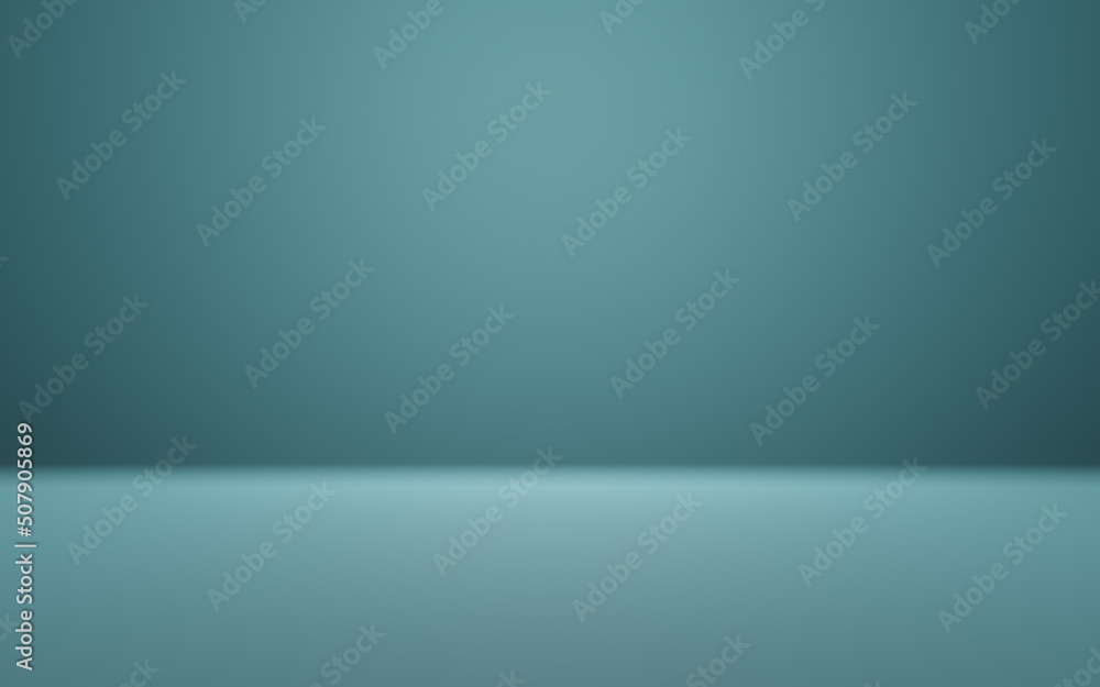 Abstract blue and gradient light background with studio backdrops. Blank display or clean room for showing product. Realistic 3D render.