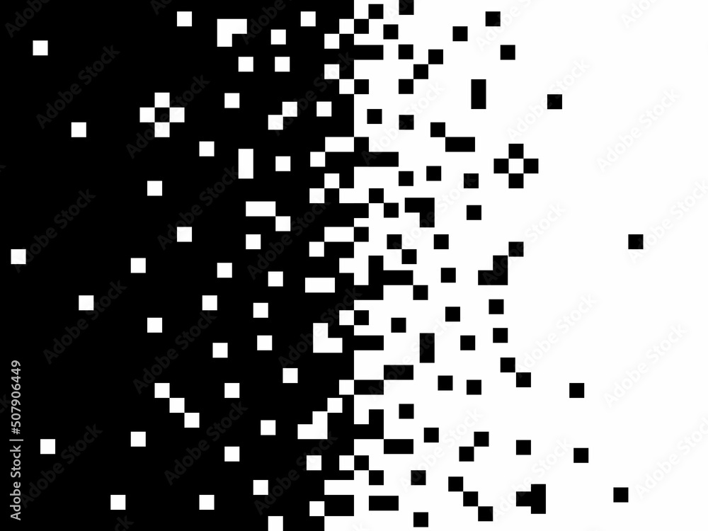 Abstract pixel design, white and black background, geometric texture and illustration. Digital art mosaic effect. Digital computer graphics. Vector Abstract pixel design, white and black background, geometric texture and illustration. Digital art mosaic effect. Digital computer graphics. Vector