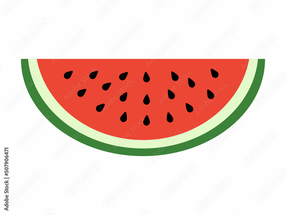 Summer food illustration. Ripe juicy and fresh watermelon, sweet red watermelon slice, nature and freshness. Isolated design. Vector Summer food illustration. Ripe juicy and fresh watermelon, sweet red watermelon slice, nature and freshness. Isolated design. Vector