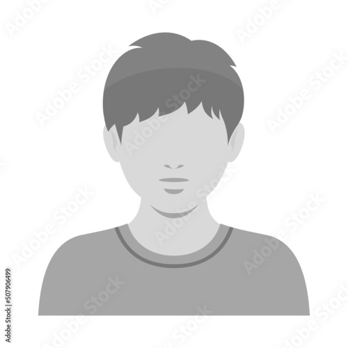 表情なしの人物 白黒のカットイラスト素材 / 私服の男の子