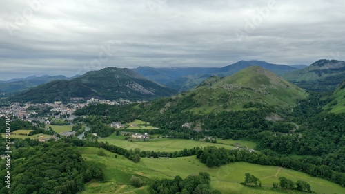 Fototapeta Naklejka Na Ścianę i Meble -  survol des vallées des Pyrénées dans le département des Hautes-Pyrénées près de Bagnères de Bigorre