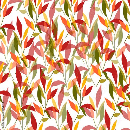 Seamless autumn pattern of bright autumn leaves.Print on fabric and paper.