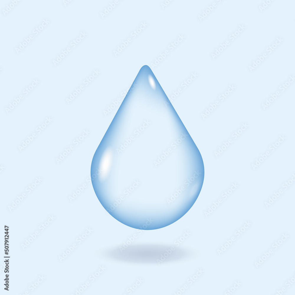 Transparent drop of water. Water splash on a light background. 3d realistic raindrop. Stock Vector Transparent drop of water. Water splash on a light background. 3d realistic raindrop. Stock Vector