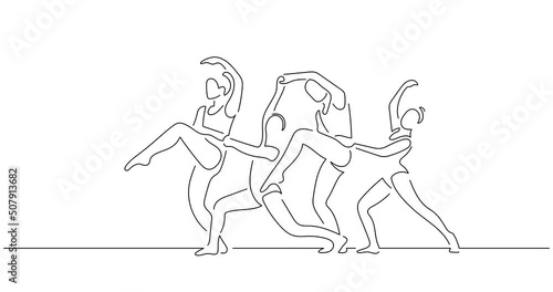 Wallpaper Mural Ballet group in line art animation. Video footage of a classic music dancers. Black linear video on white background. Animated gif illustration design. Torontodigital.ca