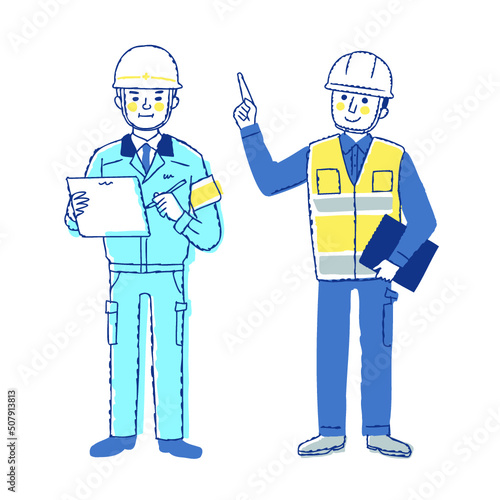 土木・建築関連の仕事をする男性2人