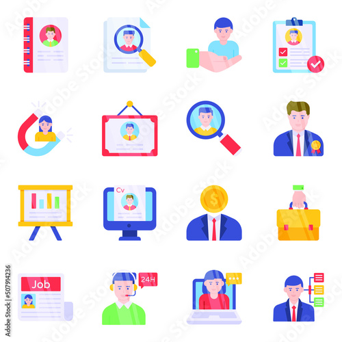 Pack of Human Resources Flat Icons
