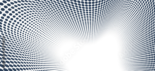 Dotted vector abstract background, black dots in perspective flow, dotty texture abstraction, big data technology image, single color cool backdrop.