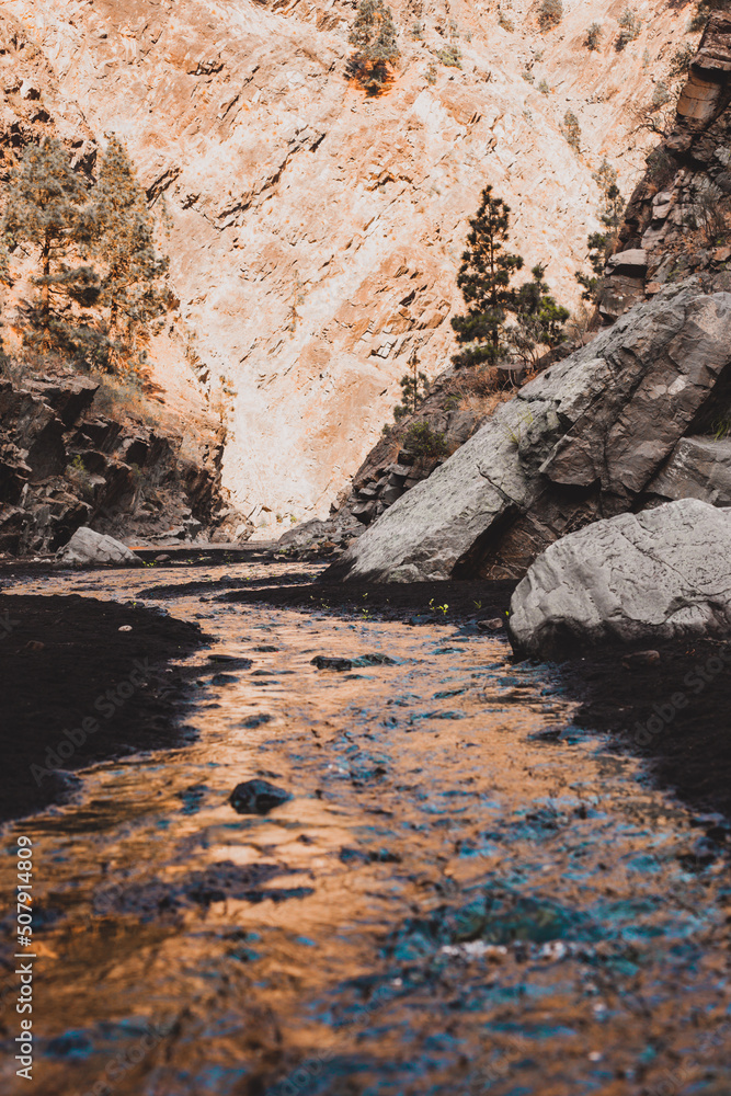 water flowing into the river