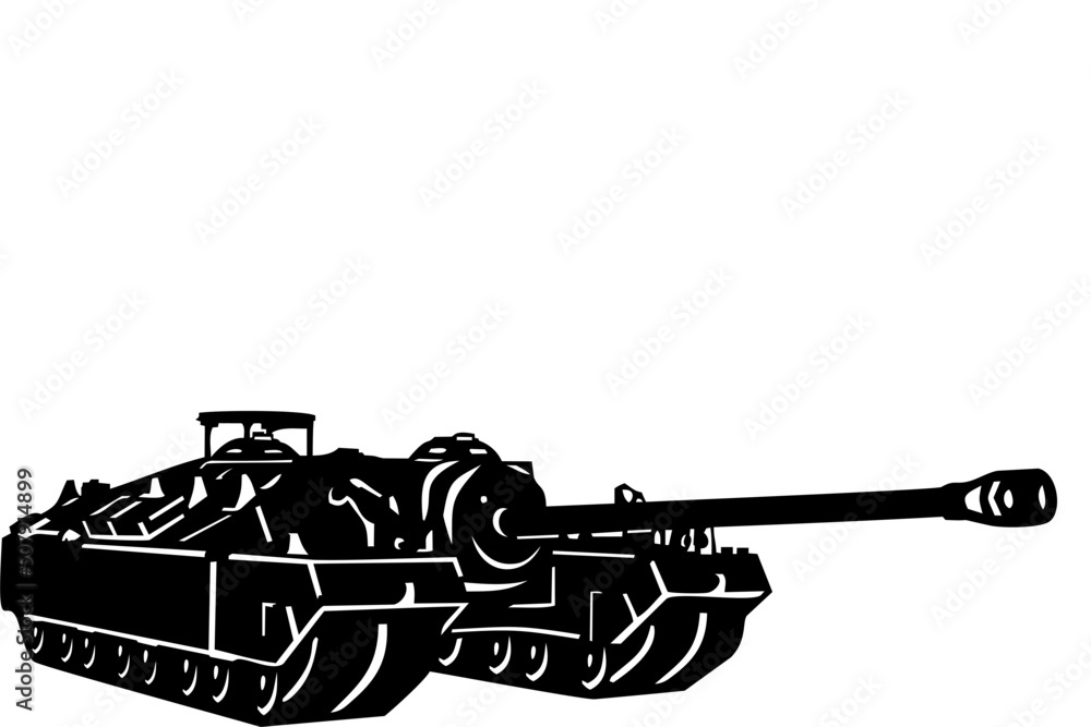 Vector image of an experimental super-heavy anti-tank installation with four tracks T95