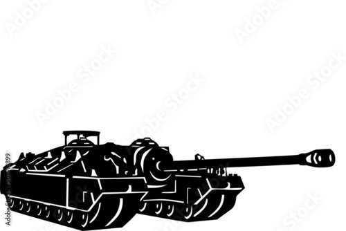 Vector image of an experimental super-heavy anti-tank installation with four tracks T95