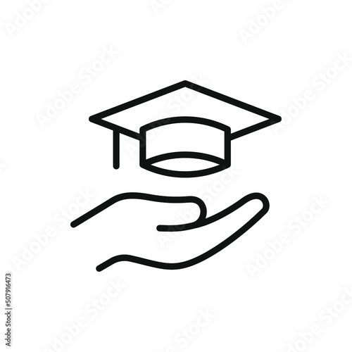 Scholarship icon line style isolated on white background. Vector illustration