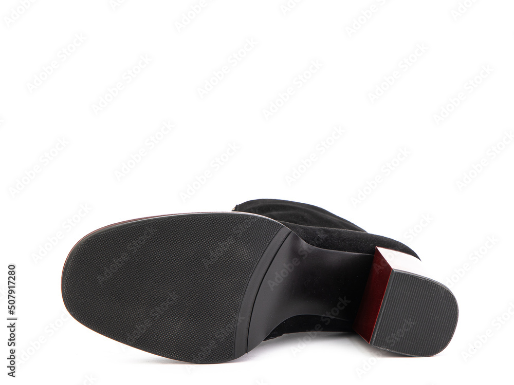 Sole for shoes, bottom view. Shoe sole close-up isolated on white background. place for text. Element of boots. Concept of production of shoe. Sole for shoes, bottom view. Shoe sole close-up isolated on white background. place for text. Element of boots. Concept of production of shoe.