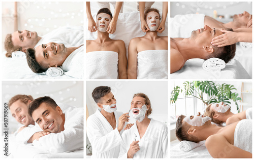 Collage with young gay coup...