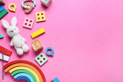 Colorful children toys on p...
