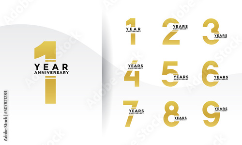 set of anniversary logotype style golden color in white background for celebration moment