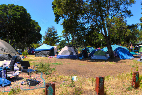 Homeless Camp in People's Park, Berkeley, CA
