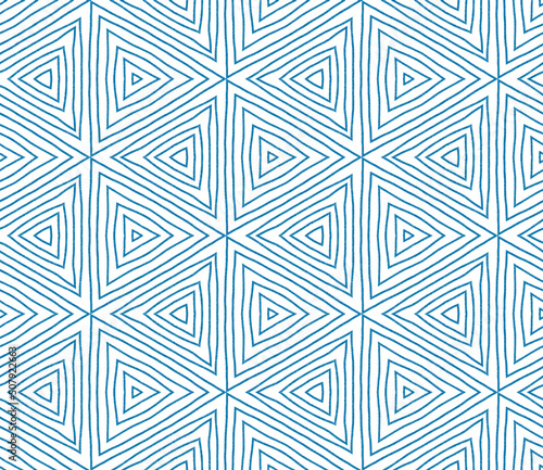 Exotic seamless pattern. Blue symmetrical