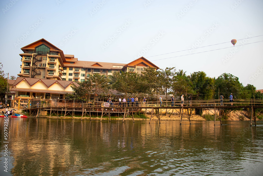A beautiful panoramic view of Vang Vieng in Laos. A beautiful panoramic view of Vang Vieng in Laos.
