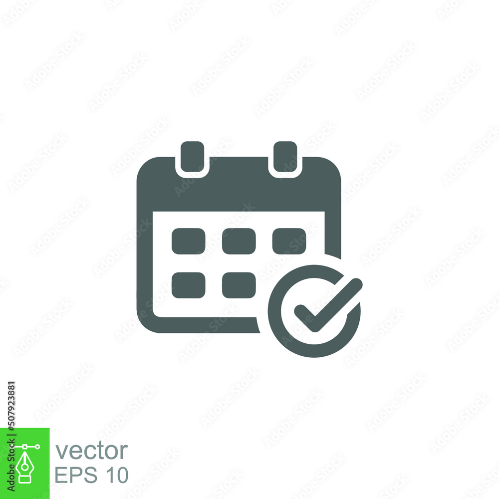 Appointment meeting icon. Calendar with checkmark, event schedule concept. Vector illustration isolated on white background. EPS 10. Appointment meeting icon. Calendar with checkmark, event schedule concept. Vector illustration isolated on white background. EPS 10.