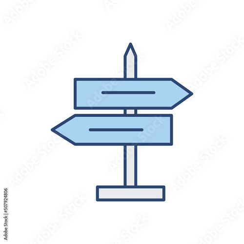 Signpost thin line icon. Color blue