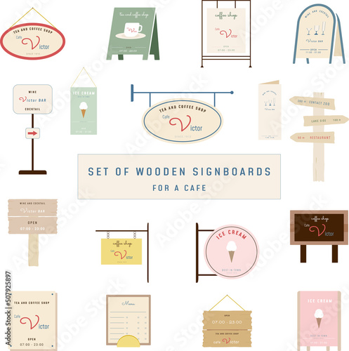 Signage Frame Set Simple Ornament Ornament Decoration Frame Permanent Signboard Wooden Cafe Chalkboard Signboard