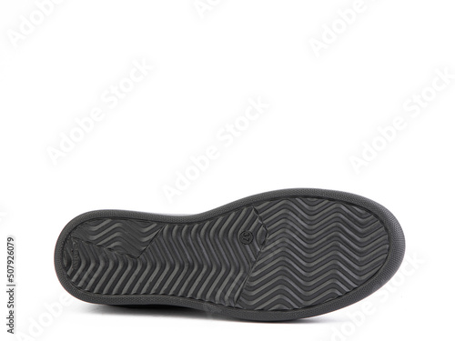 Obraz na płótnie Sole for shoes, bottom view. Shoe sole close-up isolated on white background. place for text. Element of boots. Concept of production of shoe. w salonie