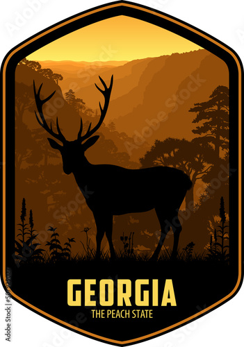 Georgia vector label with white-tailed deer