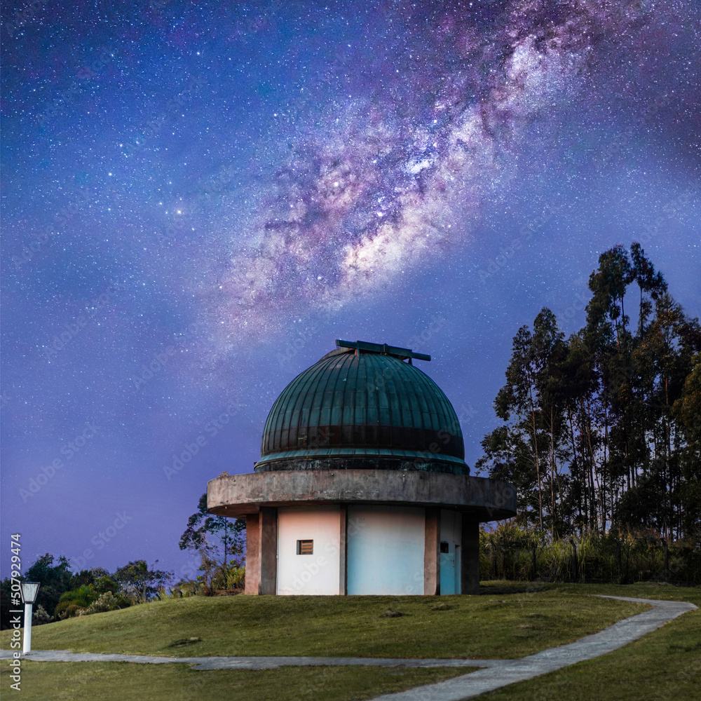 Obraz premium Milkway behind the forest.