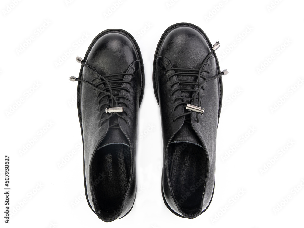 classic sneakers with laces. Casual style. Isolated close-up on white background. Top view. Fashion shoes