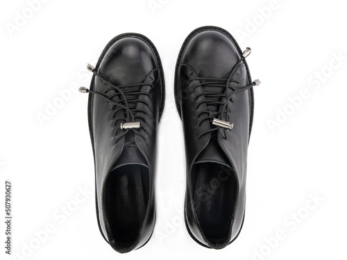 Obraz na płótnie classic sneakers with laces. Casual style. Isolated close-up on white background. Top view. Fashion shoes w salonie