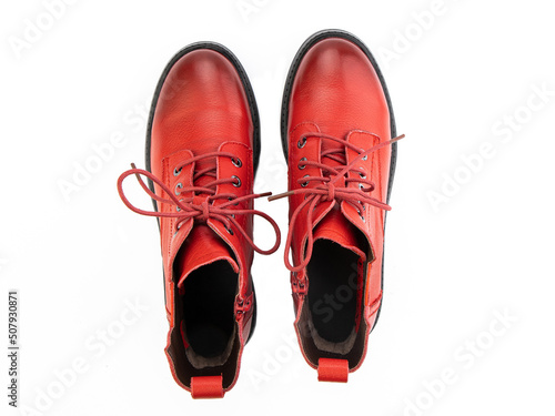 jodhpur boots isolated on white background. Top view. Fashion shoes. Photoshoot for shoe shop concept.