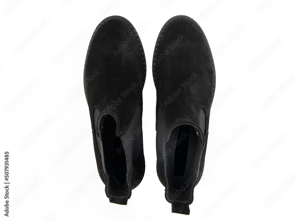 jodhpur boots isolated on white background. Top view. Fashion shoes. Photoshoot for shoe shop concept.