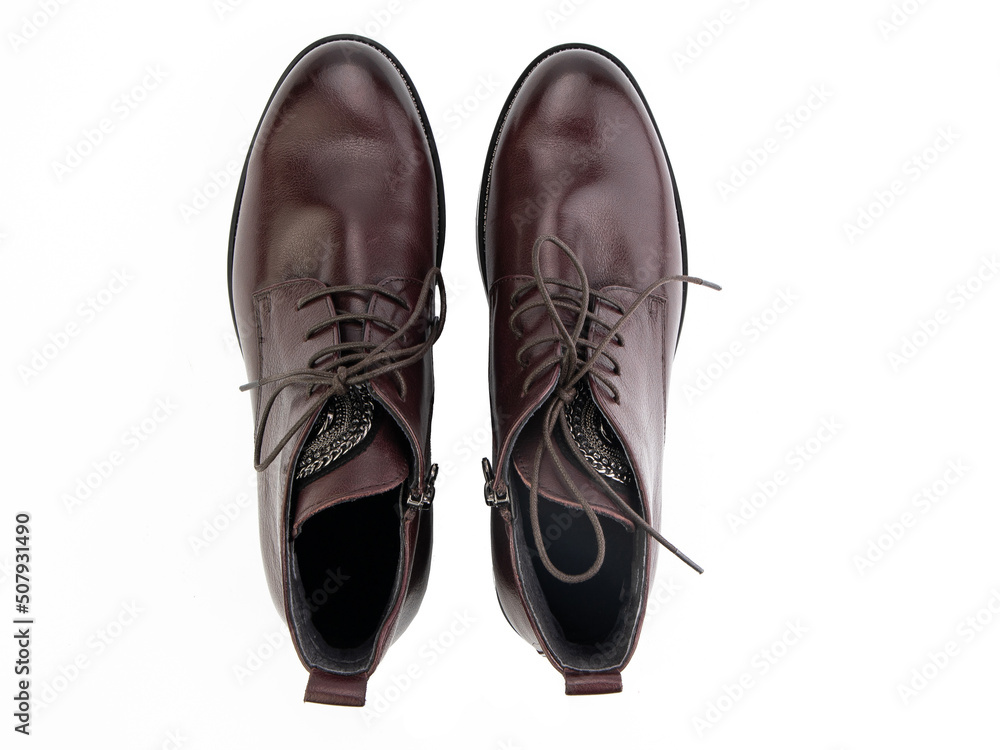classic sneakers with laces. Casual style. Isolated close-up on white background. Top view. Fashion shoes
