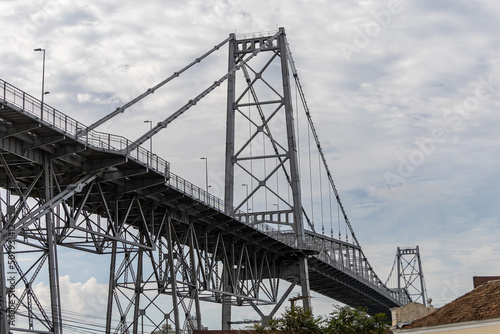 view of the Hercilio Luz Suspension Bridge. The longest suspension bridge in Brazil and the symbol of the city of Florianopolis © Александр М.
