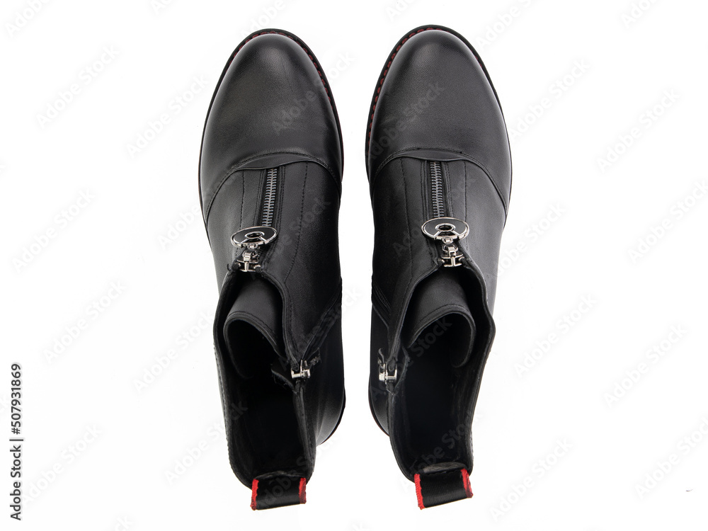 Vintage Loafer Shoes. Closeup. Advertising shot. Concept closeup shoes. Isolated object close up on white background. Top view.