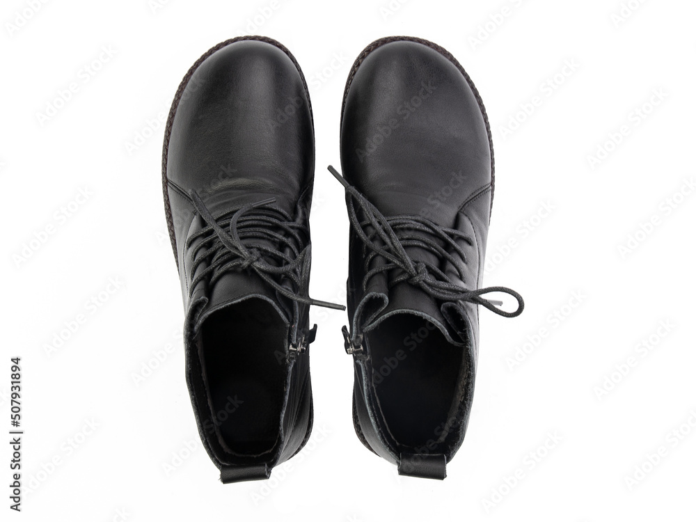 classic sneakers with laces. Casual style. Isolated close-up on white background. Top view. Fashion shoes