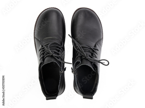 Obraz na płótnie classic sneakers with laces. Casual style. Isolated close-up on white background. Top view. Fashion shoes w salonie