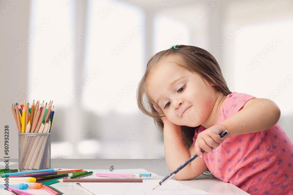 Cute child, drawing picture for mom, gift for mom for Mothers day Cute child, drawing picture for mom, gift for mom for Mothers day