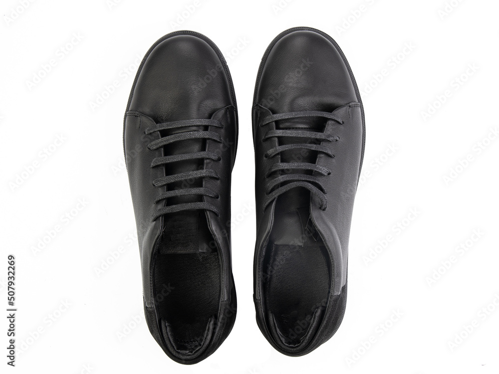 classic sneakers with laces. Casual style. Isolated close-up on white background. Top view. Fashion shoes classic sneakers with laces. Casual style. Isolated close-up on white background. Top view. Fashion shoes