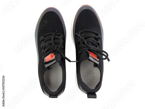 Obraz na płótnie classic sneakers with laces. Casual style. Isolated close-up on white background. Top view. Fashion shoes w salonie