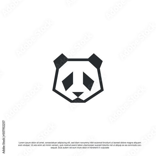 Geometric panda bear Logo design vector template.