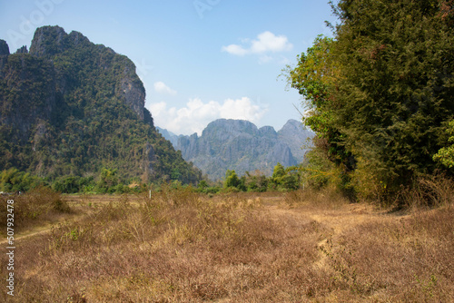 A beautiful panoramic view of Vang Vieng  Laos.